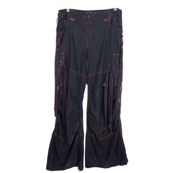 Illig Pants - VTG ILLIG Pants 90S Womens 11 Black Red Y2K Goth Rave Hip Hop Baggy Wide‎ Leg